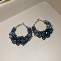 Blue Crystal Wrapped Hoop Statement Earrings For Women view 7