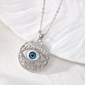 Gold and Silver Tone Round Filigree Evil Eye Pendant Necklaces view 4