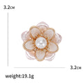 Pearl Camellia Brooch in Detailed Metal and Crystal Design view 5