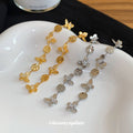 Long Butterfly Drop Earrings With Leaf And Crystal Chains view 2