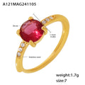 Round Zircon Open Ring in Rose Red or Emerald Green view 6
