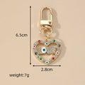 Gold Tone Rhinestone LOVE Heart Evil Eye Clip Keychains view 4