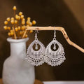 Ninety-Nine Silver Tone Filigree and Beaded Dangle Earrings view 4