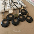 Black Cord Ring Disc Pendant Necklace Assorted Styles view 2
