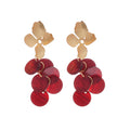 Floral Stud Earrings with Layered Round Disc Drops in Two Colors view 5