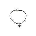 Black Cord Choker Dark Crystal Heart Pendant Single Style view 5