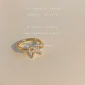 Gold Tone Open Adjustable Pearl Beaded Bow Finger Ring view 3