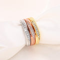 Twist Band Clear Channel Stone Ring Gold Rose Silver view 3