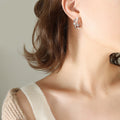 Irregular C Shape Earrings With Faux Pearls And Clear Stones view 6