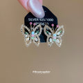 Pastel Crystal Butterfly Stud Earrings With Gold Tone Frames view 4