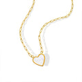 Mother Of Pearl Heart Pendant Paperclip Chain Gold Or Steel view 5