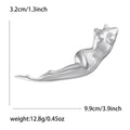 Polished Reclining Figure Brooch in Two Metal Tones view 6