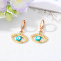 Gold Tone Colorful Enamel Lash Evil Eye Huggie Earrings view 7