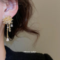 Crystal Firework Flower Gold And Silver Tone Dangle Earrings view 3