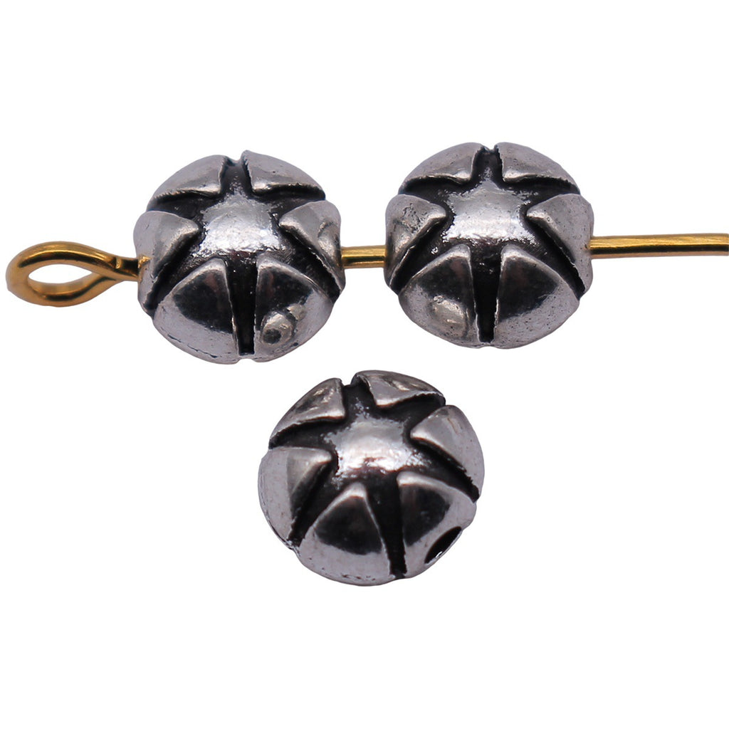 6.9x6.5x5mm 0.71g Antique Silver Zinc Alloy Starburst Pattern Loose Metal Beads for Bracelet Necklace DIY