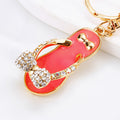 Mixed Jeweled Heart Bow and Clover Flip Flop Keychains in Six Colors view 9