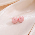 Pink Pearl Look Classic Round Stud Earrings in Two Sizes view 2