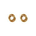 Gold Tone Intertwined Triple Ring Knot Stud Earrings view 5