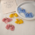 Blue Pink and Mint Sheer Petal Flower Stud Earrings view 2