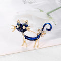 Blue Gold Tone Cat Crystal Enamel Metal Brooch Pin view 3