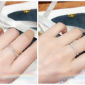 Silver Rose Gold Thin Single Row CZ Stack Band Ring view 2