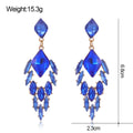 Aqua Green Green Geometric Leaf Drop Geometric Crystal Two Designs Metal Dangle Earrings view 2