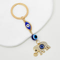 Rhinestone Evil Eye Beaded Chain Keychain Gold Tone view 8