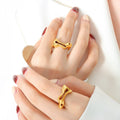 Abstract Openwork Sculptural Band Ring Gold or Steel view 4