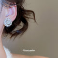 Silver Tone Round Crystal Cluster Stud Earrings Fashion Jewelry view 3