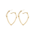 Gold Tone Angular Bamboo Hoop Earrings With Irregular Outline view 5