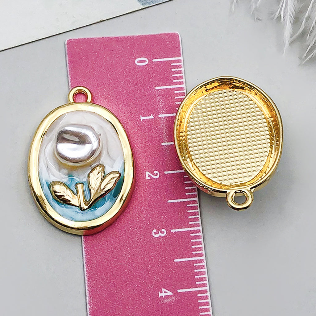 Vintage Zinc Alloy Oil Painting Bouquet charm pendants for DIY earrings necklace keychain