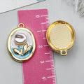 Vintage Zinc Alloy Oil Painting Bouquet charm pendants for DIY earrings necklace keychain