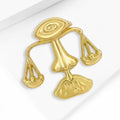 Gold Tone Libra Balance Scale Brooch With Polished Finish view 3