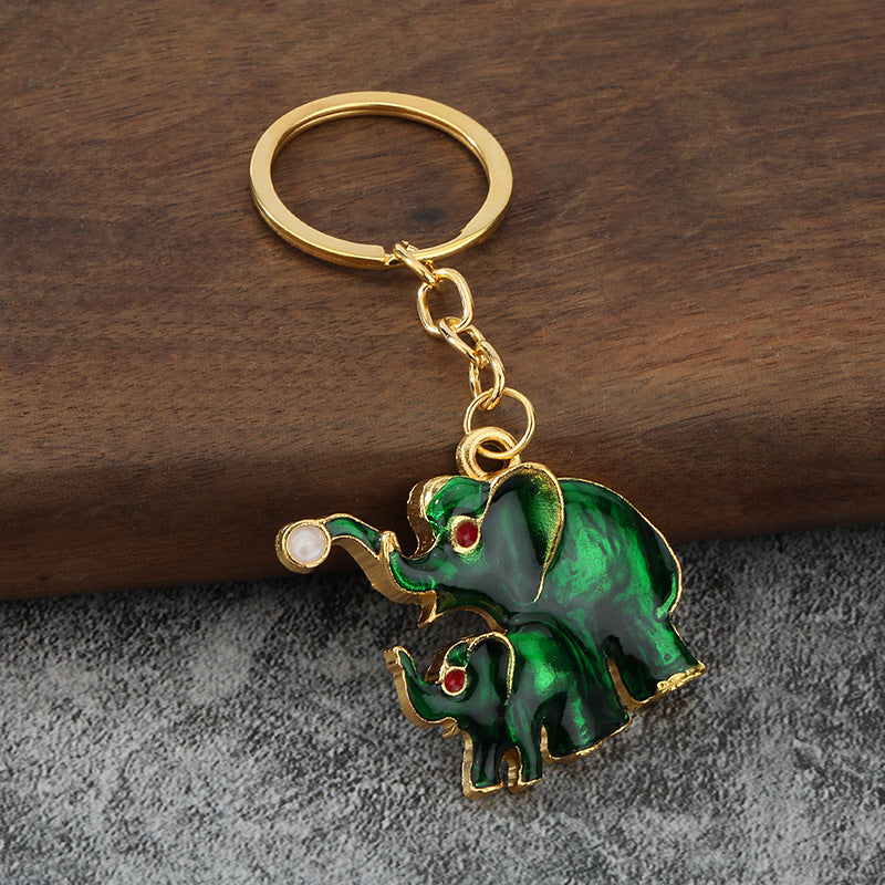 3D Elephant Enamel Metal Keychain for Car Keys and Bag Pendant