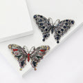 Antique Silver Hollow Butterfly Brooch Blue Multicolor Rhinestones view 1