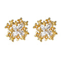 Gold Floral Cluster Stud Earrings Marquise Clear Stones view 5