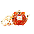 Round Jeweled Tiger Character Keychains in Four Pictured Options view 5