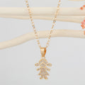 Gold Tone Crystal Boy and Girl Figure Pendant Necklaces view 3