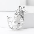 Mermaid Brooch with Faux Pearl in Gold and Silver Finishes view 4