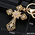 Crystal Sun Heart Cross Flower and Rose Keychain Collection in Ten Designs view 12