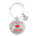 Silver Round Hands and Red Heart Love Keychain and Attached Hardware view 5