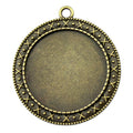 Patterned Round Cabochon Pendant Settings in Two Finishes view 3