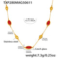 Gold Marquise Czech Glass Station Necklace Metal Bead Accents view 8