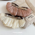 Pleated Satin Bow Spring Hair Clips Ivory And Coffee view 4