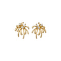 White Enamel Firework Crystal Stud Earrings in Gold Tone view 5