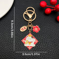 Seven Red Lucky Cat Koi and Fortune Metal Keychain Designs view 10