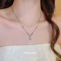 Silver Blue Teardrop Pendant or Plain Chain Necklace Pair view 1