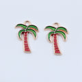 Red and Green Palm Tree Enamel Alloy Charm for Jewelry Making view 3