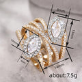 Two Tone Gold Marquise Halo Cross Multi Band Ring Sizes 6-10 view 4