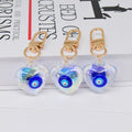 Gold Tone Iridescent Heart Acrylic Evil Eye Clip Keychain view 3